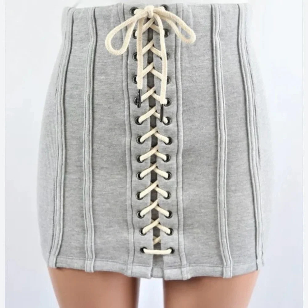 Forever 21  Lace Up Jersey Mini Skirt